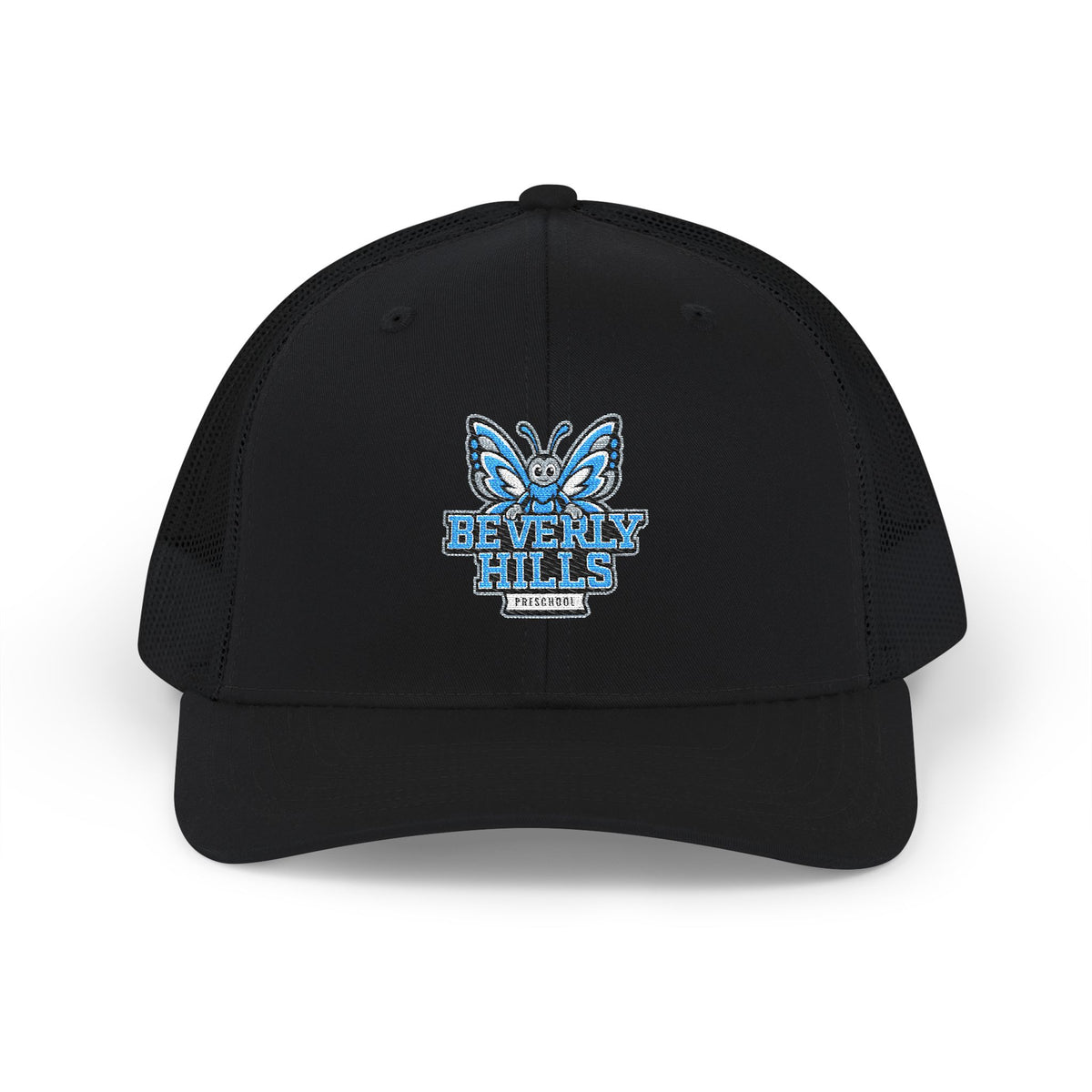Embroidered Blue Butterfly Trucker Cap
