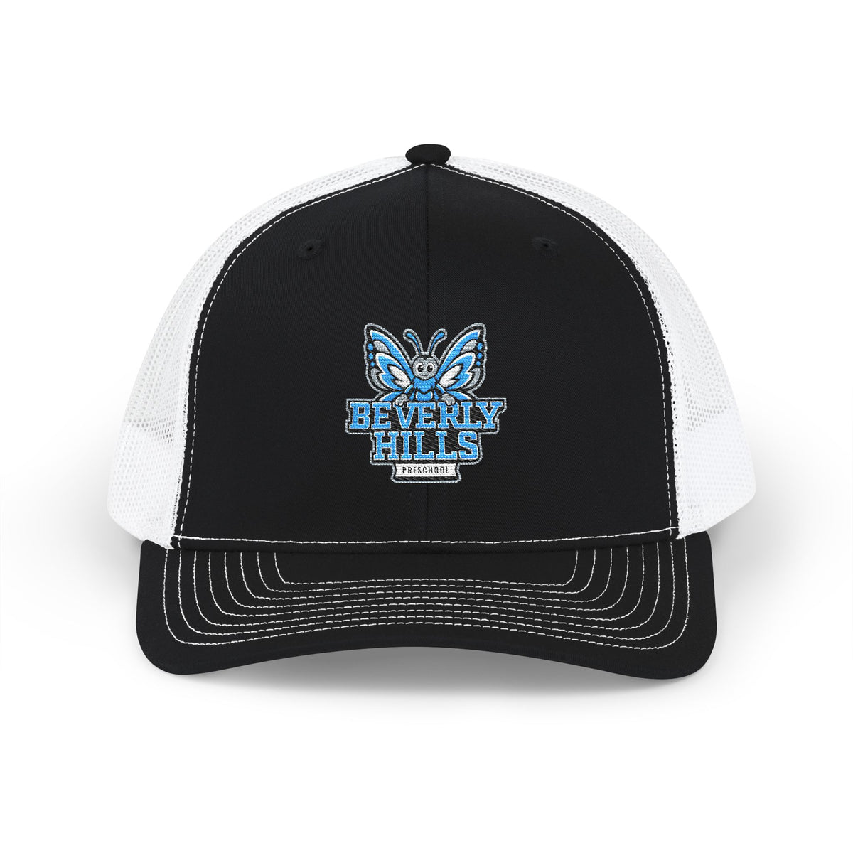 Embroidered Blue Butterfly Trucker Cap