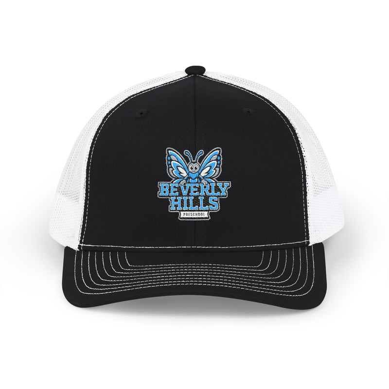 Embroidered Blue Butterfly Trucker Cap