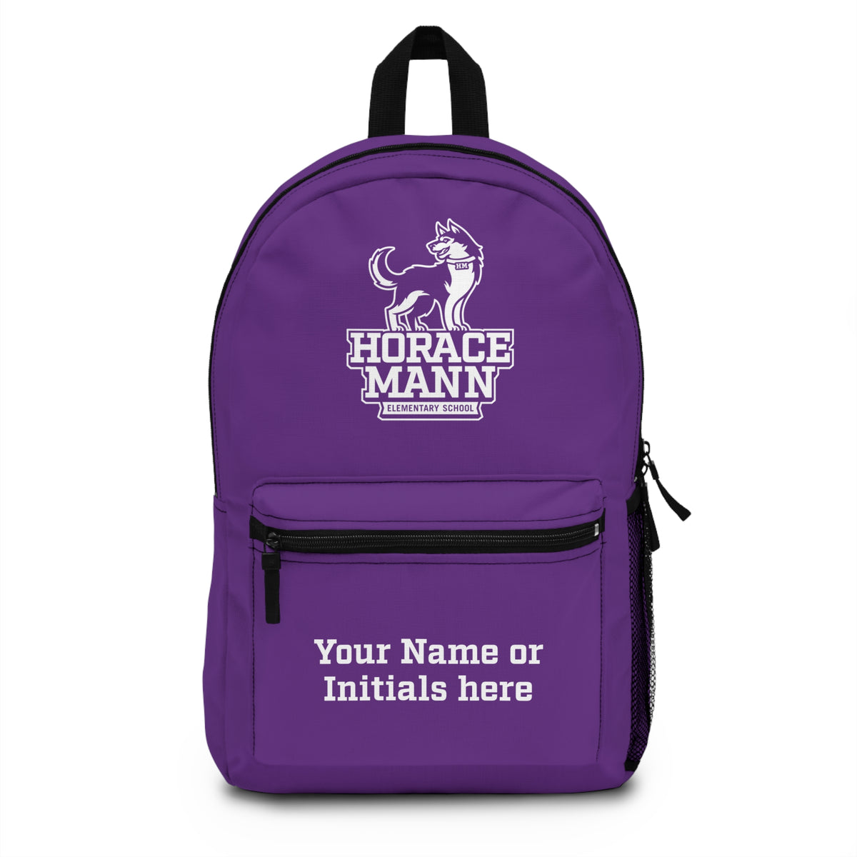 Horace Mann Elementary School Purple Backpack with Husky Logo