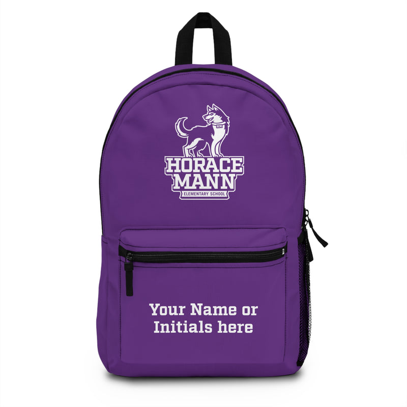 Horace Mann Elementary School Purple Backpack with Husky Logo